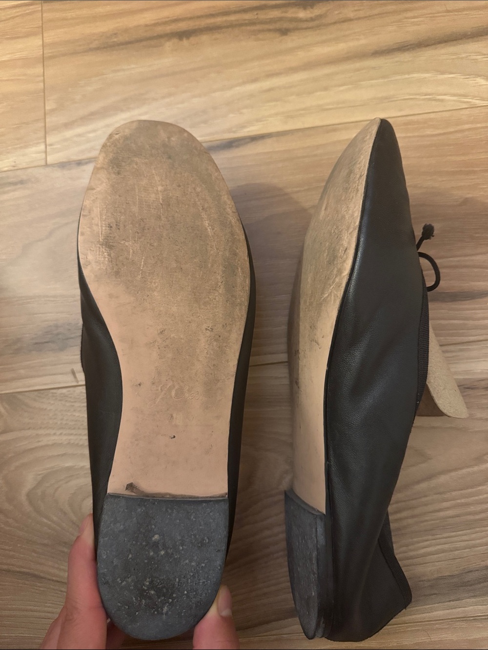 J. Crew Black Leather Ballet Flats with Bow - Picture 6 of 13